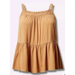 Torrid Washable Crinkle Gauze Sleeveless Crochet Tank Size 3X New